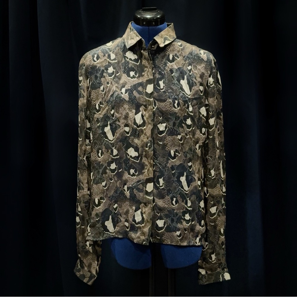 Just Cavalli Silk Sheer Reptile Print Blouse (M) - Picture 2 of 7